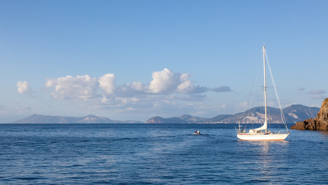 sailing boat at Lipari Islands Sicily Italy