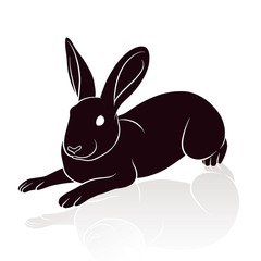 rabbit silhouette vector illustration isolated on white background