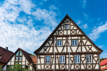 half timbered house, town hall of  Untermunkheim, Germany