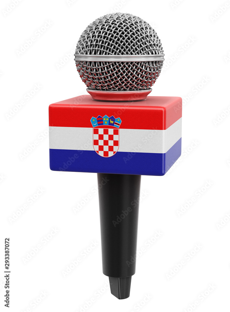 Poster microphone with croatian flag. image with clipping path