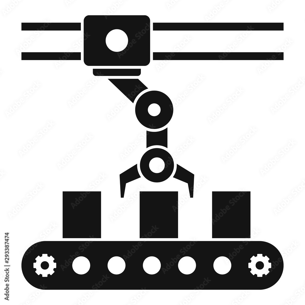 Poster parcel assembly line icon. simple illustration of parcel assembly line vector icon for web design is