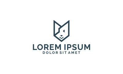 Geometric dog or puppy logo icon template in flat design monogram illustration