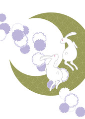 ウサギをモチーフに和文様をあしらった和柄カット