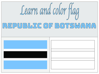 Botswana National flag Coloring Book for Education and learning. original colors and proportion. Simply vector illustration, from countries flag set.