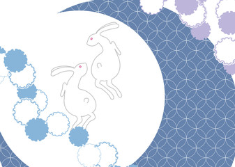 ウサギをモチーフに和文様をあしらった和柄カット