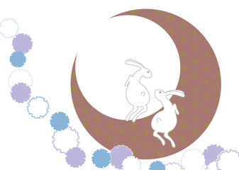 ウサギをモチーフに和文様をあしらった和柄カット