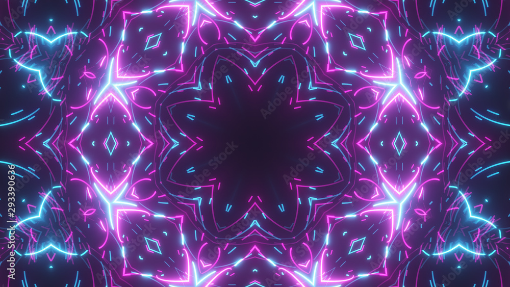 Poster futuristic digital technological abstract bright kaleidoscope with luminous internet lines for netwo
