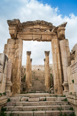 Stone archway in the ancient roman city of Jerash, Gerasa Governorate, Jordan