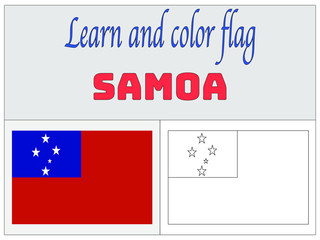 Samoa National flag Coloring Book for Education and learning. original colors and proportion. Simply vector illustration, from countries flag set.