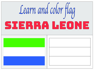Obraz premium Sierra Leone National flag Coloring Book for Education and learning. original colors and proportion. Simply vector illustration, from countries flag set.