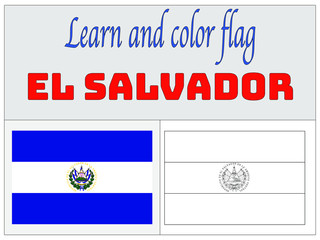 Fototapeta premium El Salvador National flag Coloring Book for Education and learning. original colors and proportion. Simply vector illustration, from countries flag set.