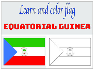 Equatorial Guinea National flag Coloring Book for Education and learning. original colors and proportion. Simply vector illustration, from countries flag set.