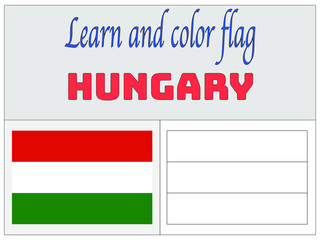 Hungary National flag Coloring Book for Education and learning. original colors and proportion. Simply vector illustration, from countries flag set.