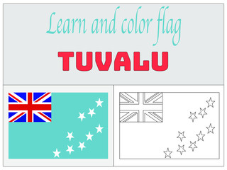 Tuvalu National flag Coloring Book for Education and learning. original colors and proportion. Simply vector illustration, from countries flag set.