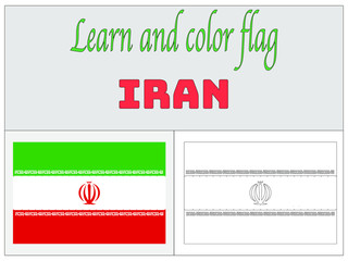 Iran National flag Coloring Book for Education and learning. original colors and proportion. Simply vector illustration, from countries flag set.