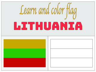 Lithuania National flag Coloring Book for Education and learning. original colors and proportion. Simply vector illustration, from countries flag set.