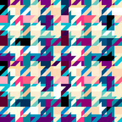 Classic Hounds-tooth pattern in a patchwork collage style.