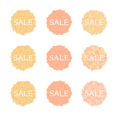 Set of fall, autumn circle sale banners.