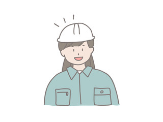 ヘルメットを被った女性　笑顔