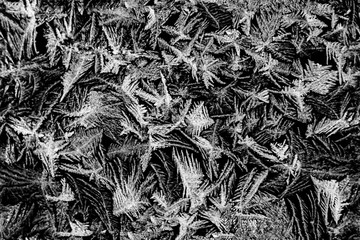 Ornate frost pattern on frosted window as Christmas background seamless