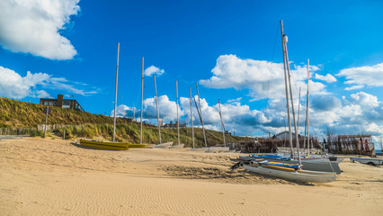 Boats on the beach of the North Sea