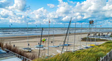 Boats on the beach of the North Sea