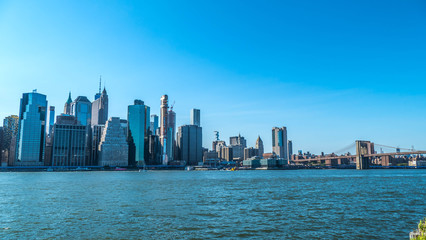 Fototapeta na wymiar River in front of skyscrapers in New York