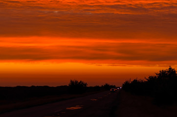 Fototapeta na wymiar Beautiful hot sky in vibrant sunset colors