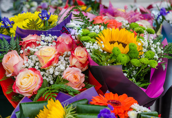 A bouquet of assorted summer flowers 