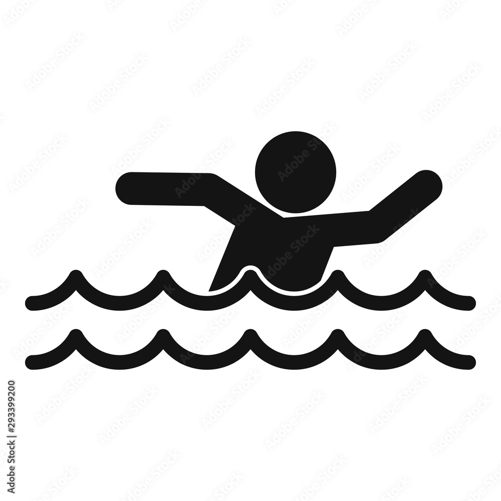Poster man walking flood icon. simple illustration of man walking flood vector icon for web design isolated