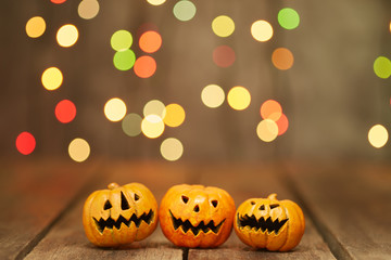 Halloween pumpkin on a bokeh lights background