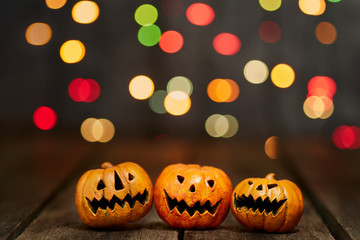 Halloween pumpkin on a bokeh lights background
