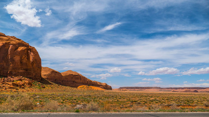 Driving through the rocky desert
