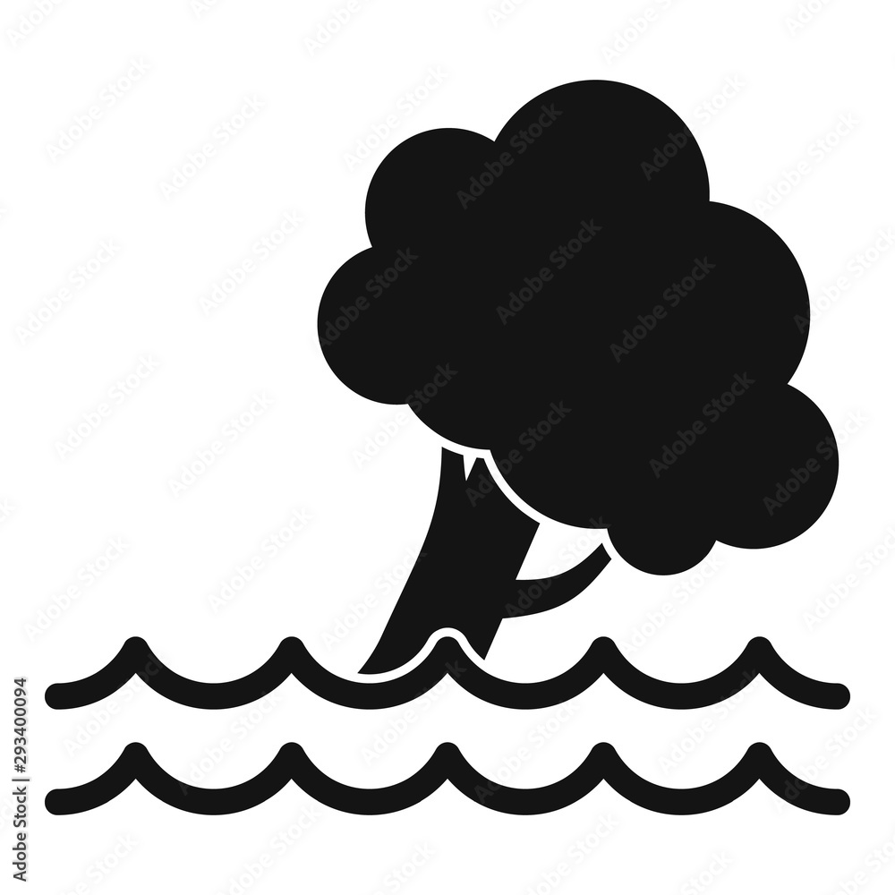 Poster tree under flood icon. simple illustration of tree under flood vector icon for web design isolated o