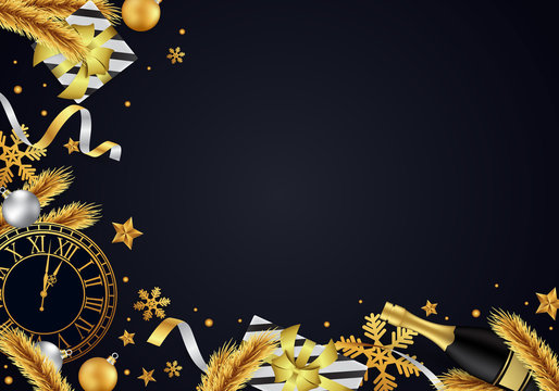 Happy new year 2020 background, beautifully decorated in gold