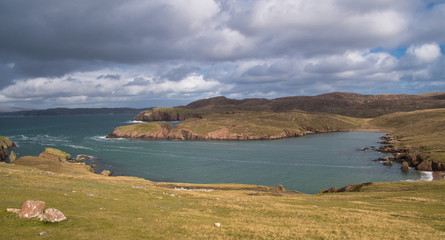 South Ham on the island of Muckle Roe in Shetland, Scotland, UK - a deserted, tranquil inlet from the sea.