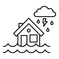Storm house flood icon. Outline storm house flood vector icon for web design isolated on white background