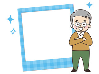 シニア男性と写真フレーム