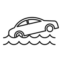 Car flood icon. Outline car flood vector icon for web design isolated on white background