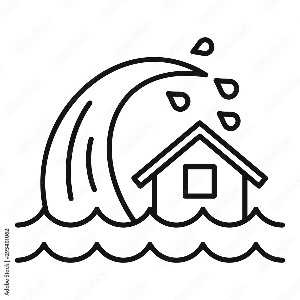 Poster tsunami wave icon. outline tsunami wave vector icon for web design isolated on white background