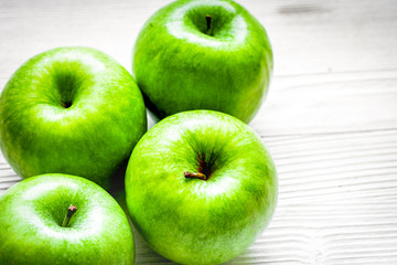 green apples for healthy dessert on white background