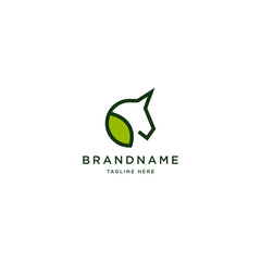 Green Leaf and Horse Logo Icon Design Template Vector