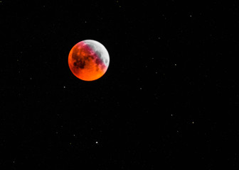 Impressive blood moon in the sky