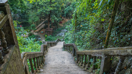 Mystical stairs in the jungle of laos