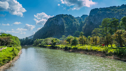 Beautiful river in vang vieng laos