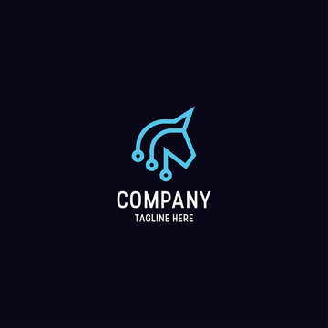 Horse Tech Logo Icon Design Template Vector