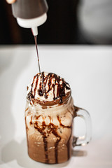 ice cream with chocolate and coffee