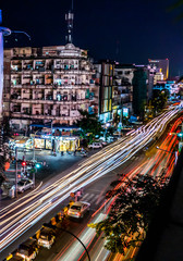 Busy streets at night in Cambodia