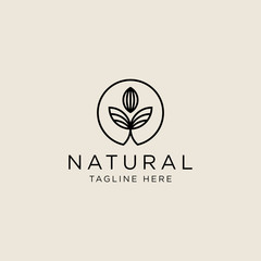 Nature Logo Design in Linear Style Template. Modern, Minimalist and Elegant Vector