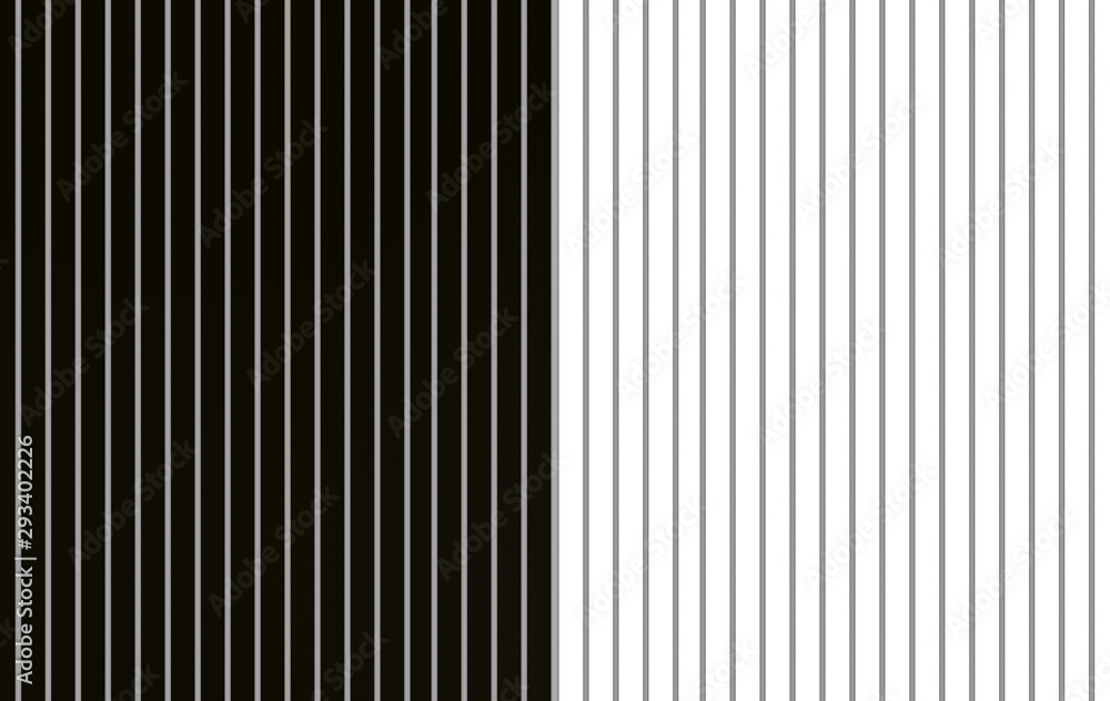 Poster 3d rendering. modern white and black alternate parallel vertical bar pattern wall floor background.